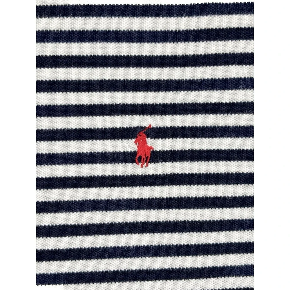 Polo Ralph Lauren Mens XL Striped Turtleneck Shirt Navy White Red Pony Cotton